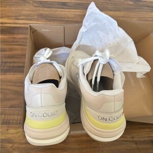 On Court Women's Athletic Shoes - Cream and Yellow